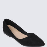 Cece Suede Comfy Ballerina In Black