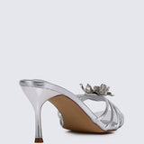 Eternal Blossom Comfy Heels In In Silver