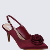 Whispers Of Petals Comfy Heels In Maroon