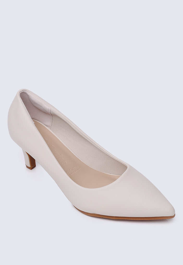 Alvina Wide Feet Comfy Heels In Beige