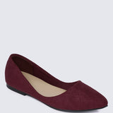 Cece Suede Comfy Ballerina In Burgundy