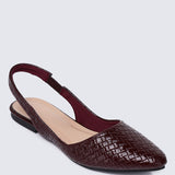 Kate Woven Comfy Ballerina In Burgundy
