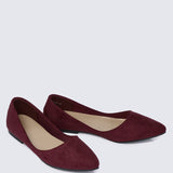 Cece Suede Comfy Ballerina In Burgundy