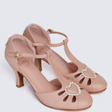 Lovella Comfy Heels In Nude Pink