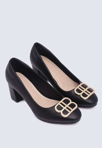 Vanessa Wide Feet Comfy Heels In Black