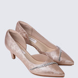 Dahlina Comfy Heels In Rose Gold