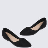 Cece Suede Comfy Ballerina In Black