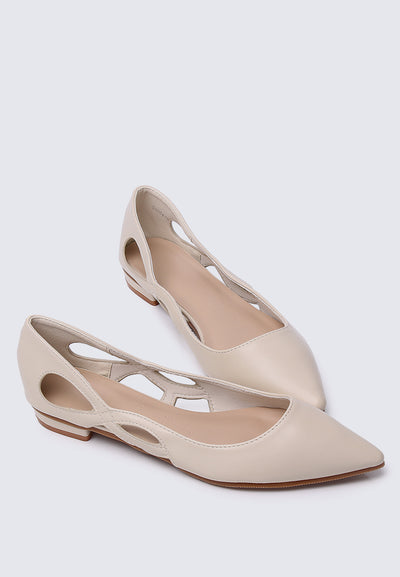 Eloise Comfy Flats In Beige