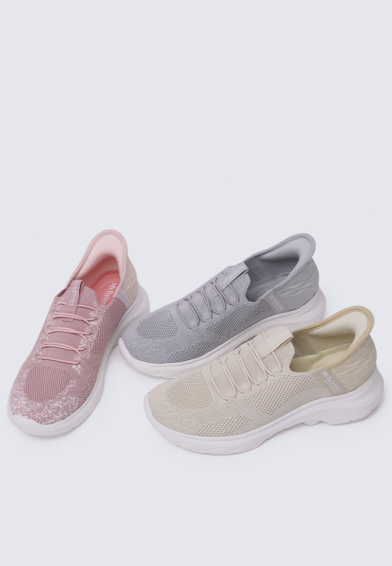 On The Go Comfy Sneakers In Beige