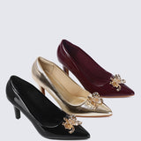 Luminous Blossom Comfy Heels In Black