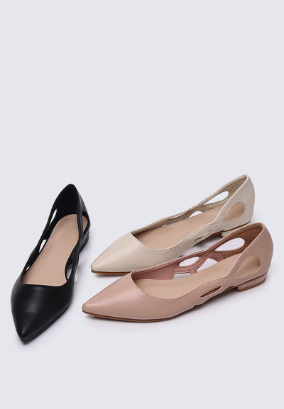 Eloise Comfy Flats In Beige