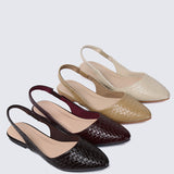 Kate Woven Comfy Ballerina In Burgundy