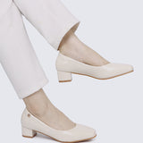 Lucy Ultra WideFit Comfy Heels In Off White