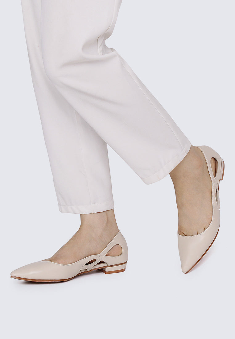 Eloise Comfy Flats In Beige