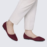 Cece Suede Comfy Ballerina In Burgundy