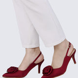 Whispers Of Petals Comfy Heels In Maroon