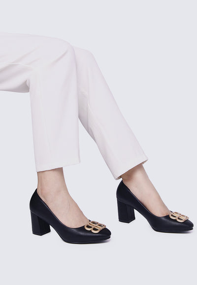 Vanessa Wide Feet Comfy Heels In Black