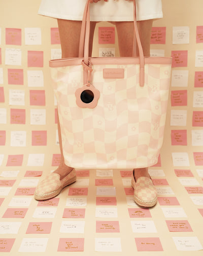 Checker Me Out Tote Bag In Pink
