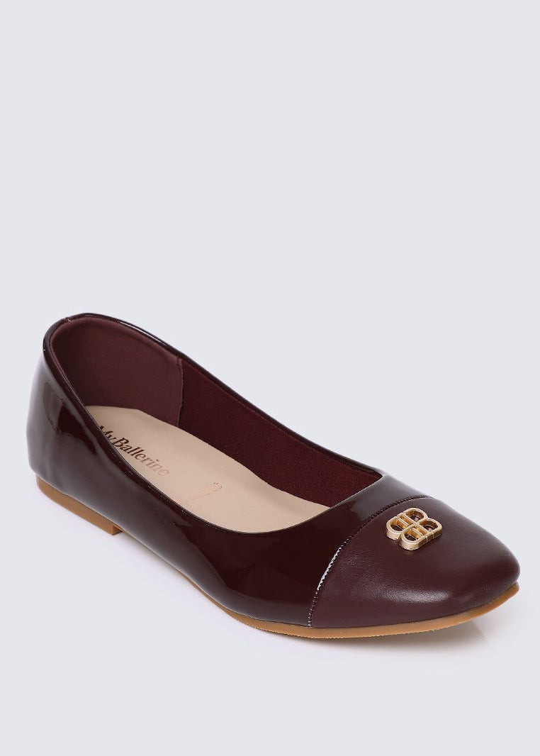 Albee WideFit Comfy Ballerina In BurgundyShoes - myballerine