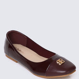 Albee WideFit Comfy Ballerina In BurgundyShoes - myballerine