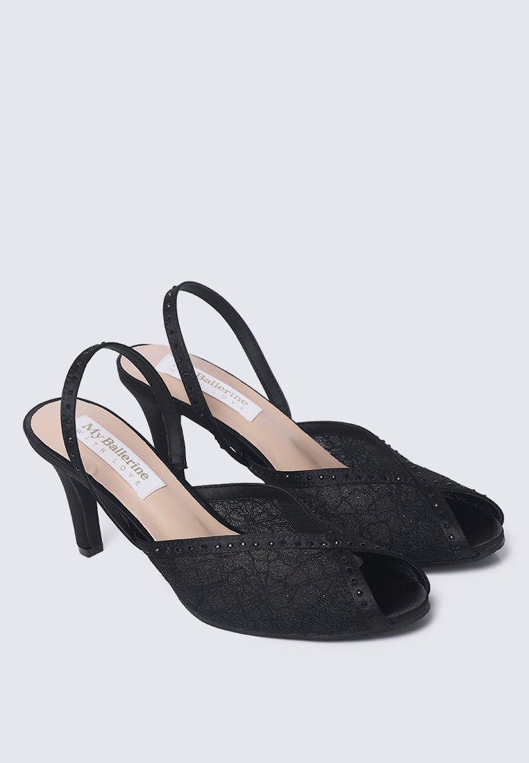 Alora Comfy Heels In BlackHeels - myballerine
