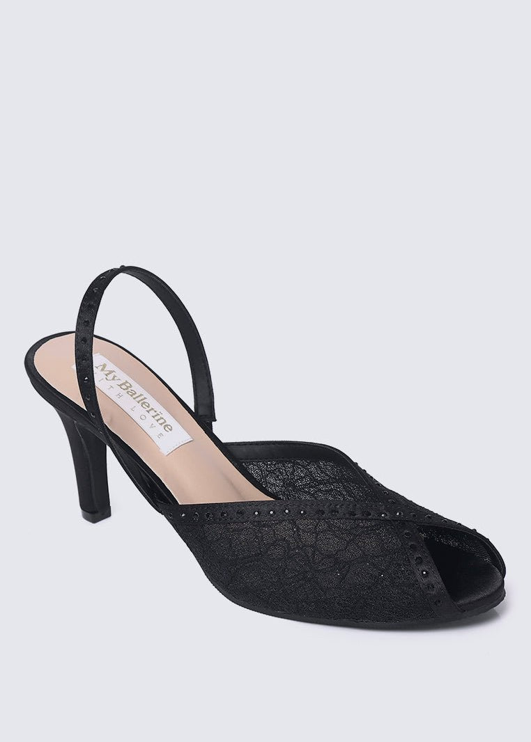 Alora Comfy Heels In BlackHeels - myballerine