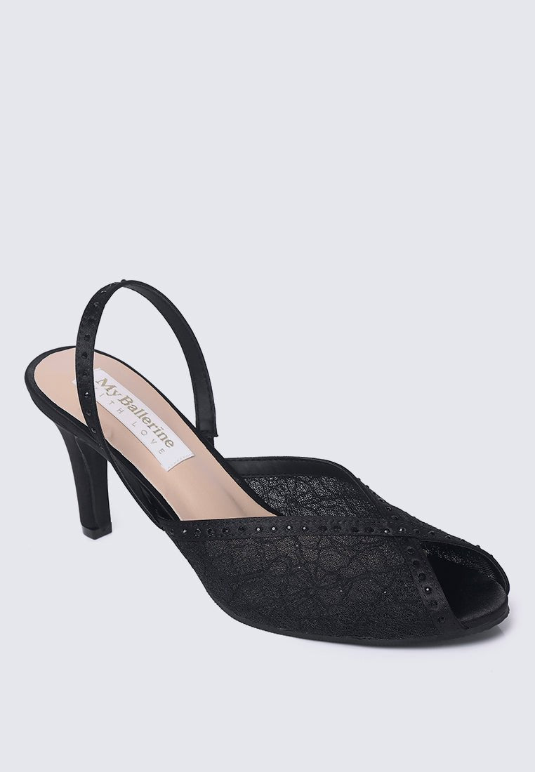 Alora Comfy Heels In BlackHeels - myballerine