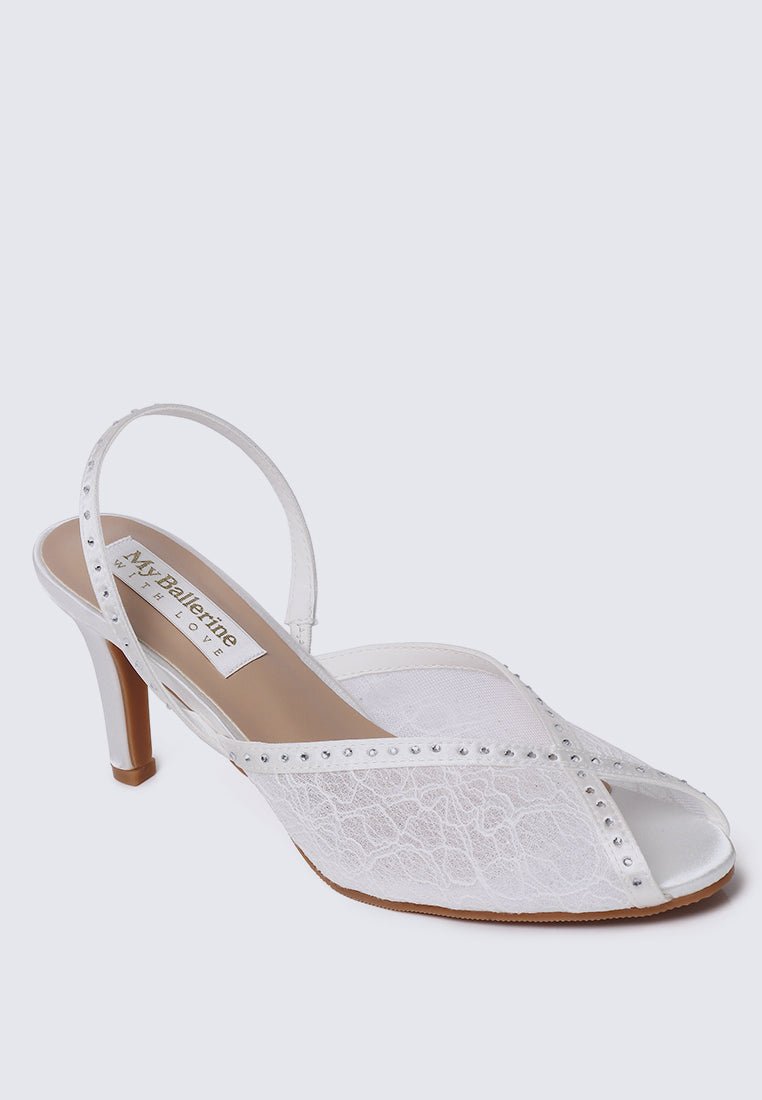 Alora Comfy Heels In WhiteHeels - myballerine