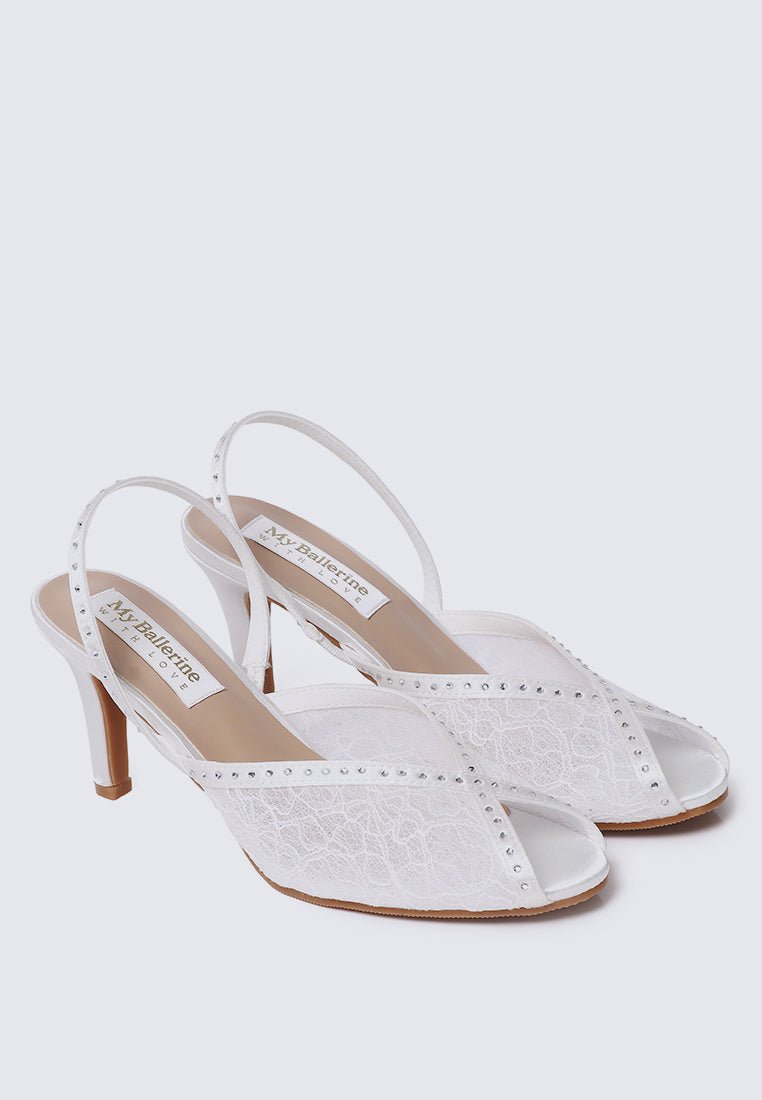 Alora Comfy Heels In WhiteHeels - myballerine