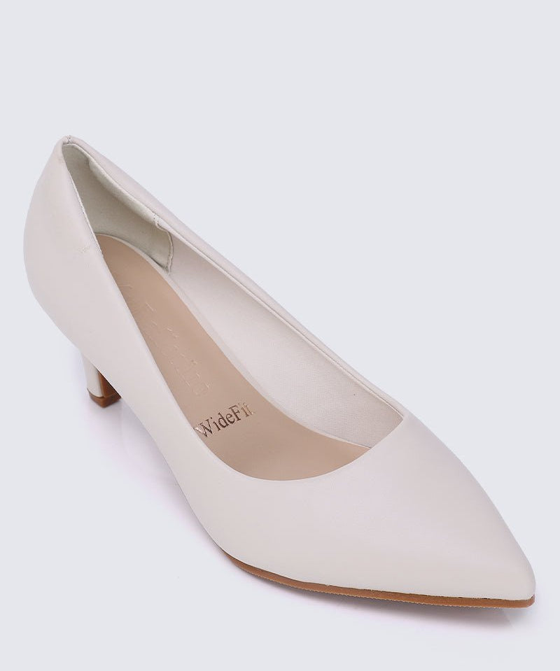 Alvina Wide Feet Comfy Heels In BeigeShoes - myballerine