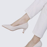 Alvina Wide Feet Comfy Heels In BeigeShoes - myballerine