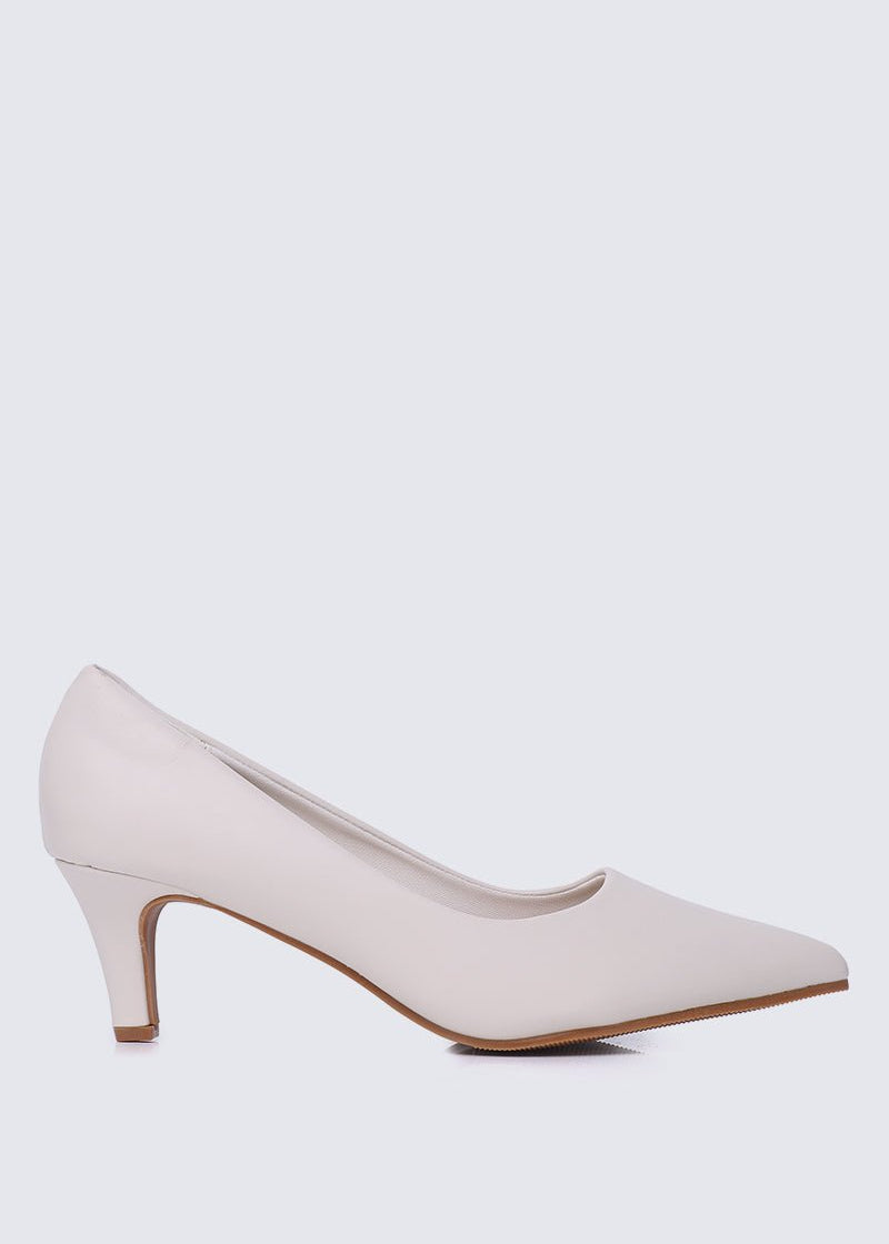 Alvina Wide Feet Comfy Heels In BeigeShoes - myballerine