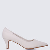 Alvina Wide Feet Comfy Heels In BeigeShoes - myballerine