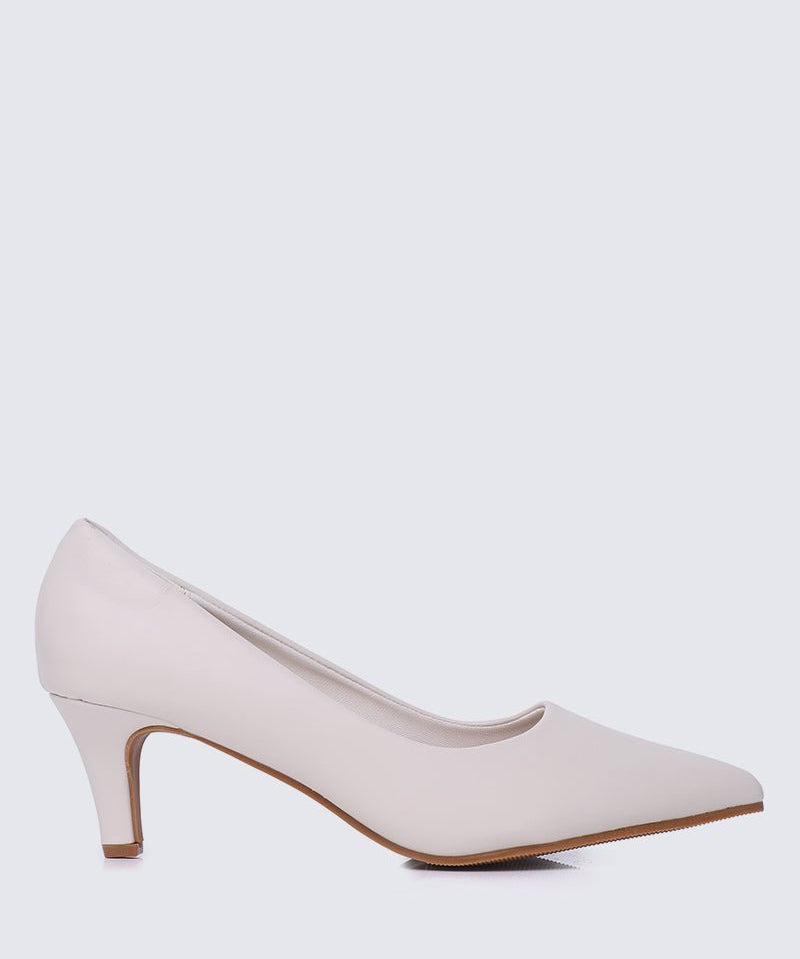 Alvina Wide Feet Comfy Heels In BeigeShoes - myballerine