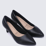 Alvina Wide Feet Comfy Heels In BlackShoes - myballerine