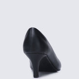 Alvina Wide Feet Comfy Heels In BlackShoes - myballerine