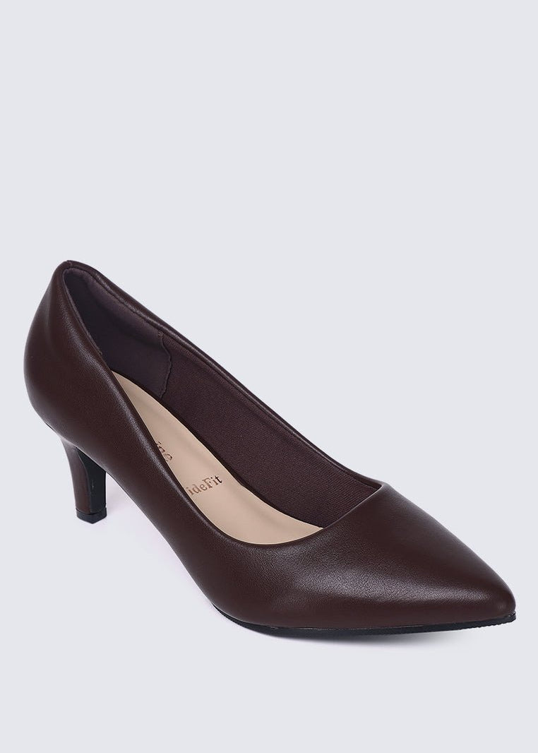 Alvina Widefit Comfy Heels In EspressoHeels - myballerine