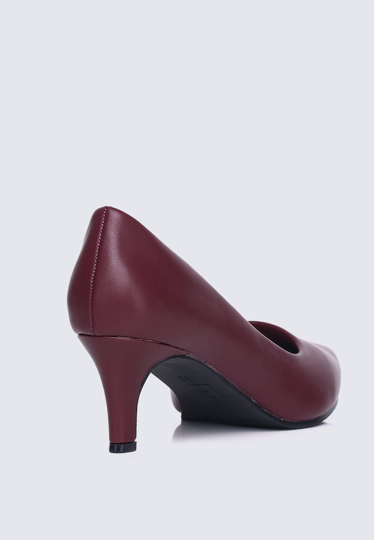 Alvina Widefit Comfy Heels In MaroonHeels - myballerine