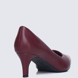 Alvina Widefit Comfy Heels In MaroonHeels - myballerine