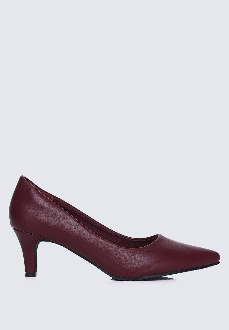 Alvina Widefit Comfy Heels In MaroonHeels - myballerine
