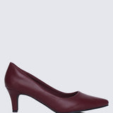 Alvina Widefit Comfy Heels In MaroonHeels - myballerine