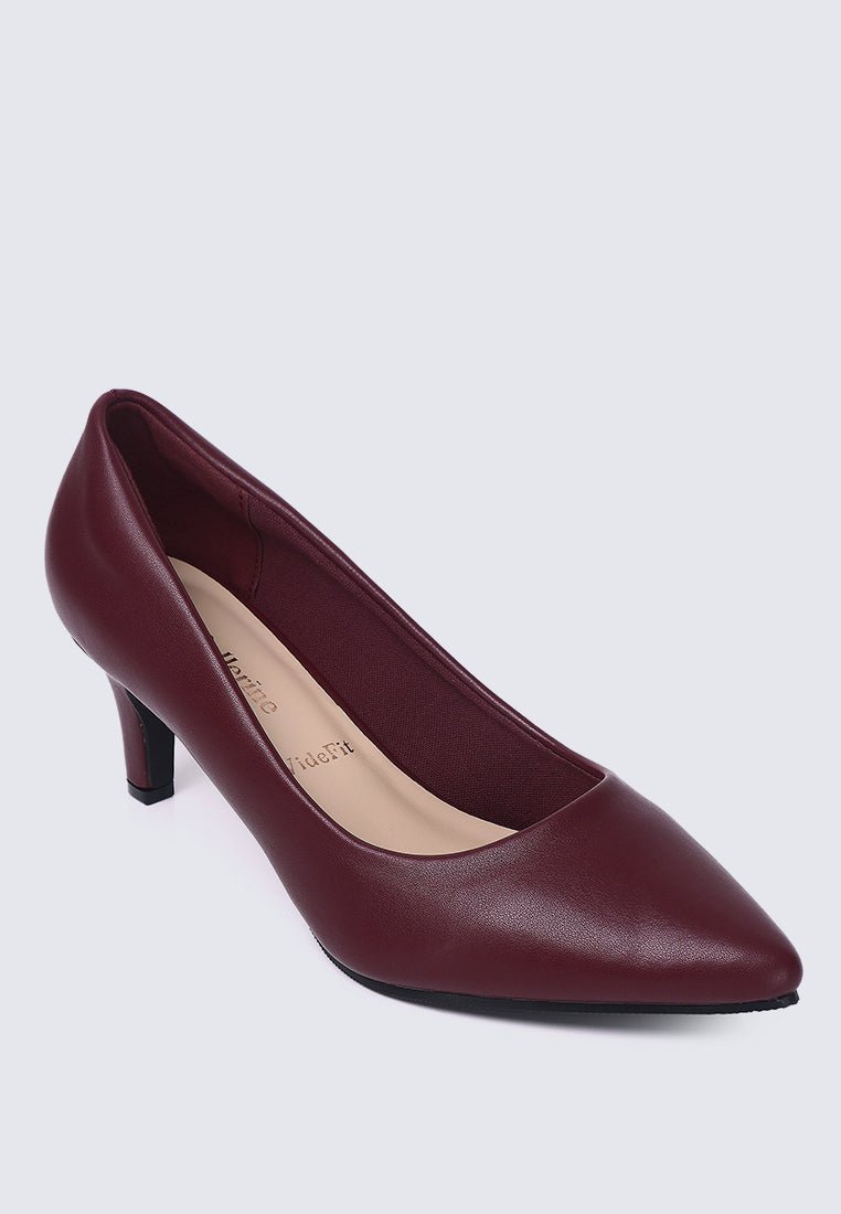 Alvina Widefit Comfy Heels In MaroonHeels - myballerine