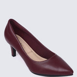 Alvina Widefit Comfy Heels In MaroonHeels - myballerine
