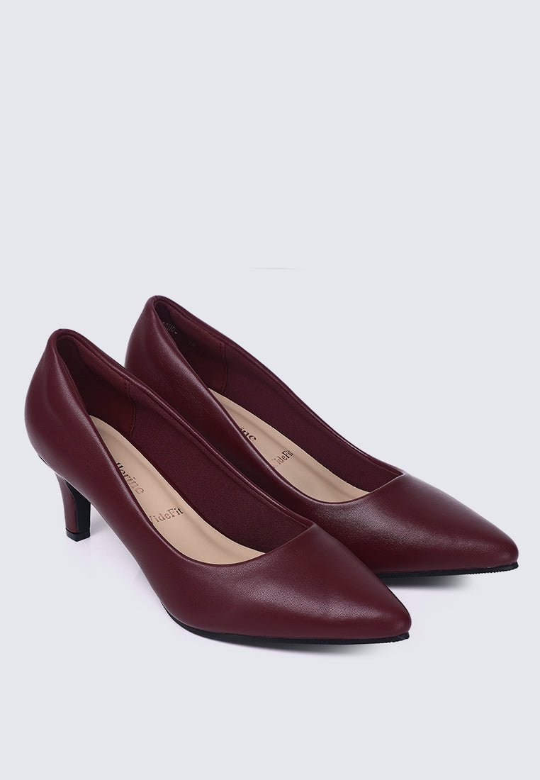 Alvina Widefit Comfy Heels In MaroonHeels - myballerine