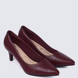 Alvina Widefit Comfy Heels In MaroonHeels - myballerine