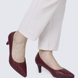 Alvina Widefit Comfy Heels In MaroonHeels - myballerine
