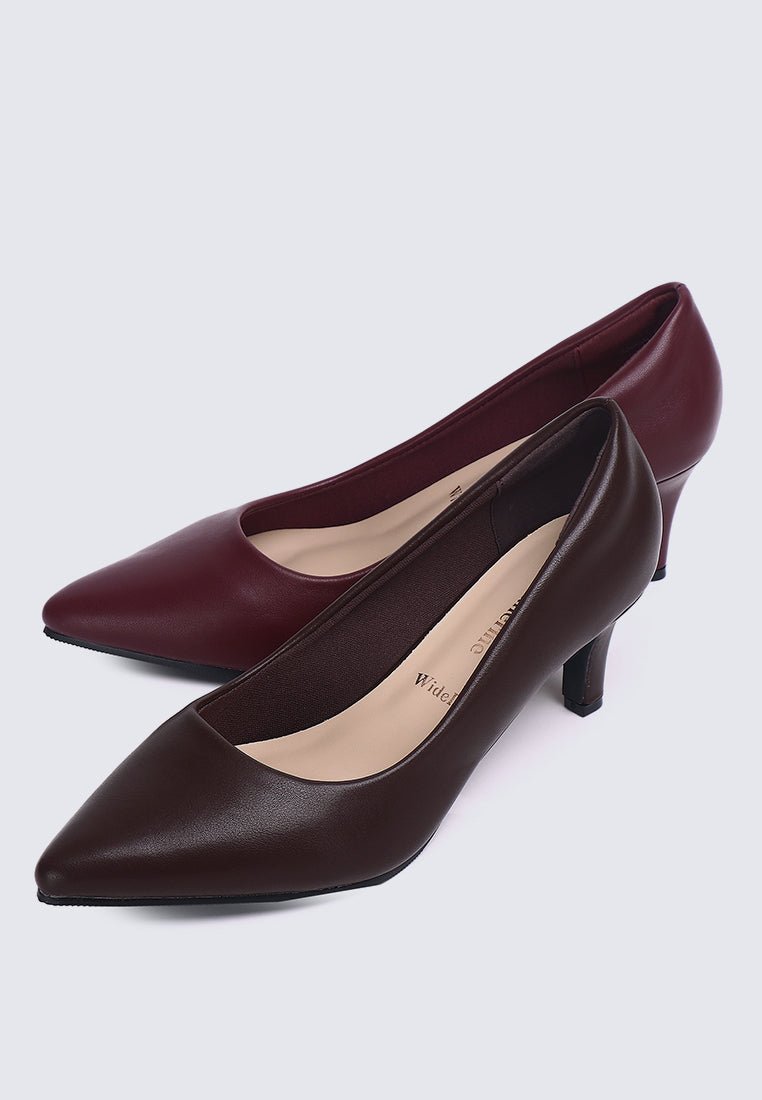 Alvina Widefit Comfy Heels In MaroonHeels - myballerine