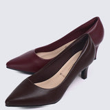Alvina Widefit Comfy Heels In MaroonHeels - myballerine