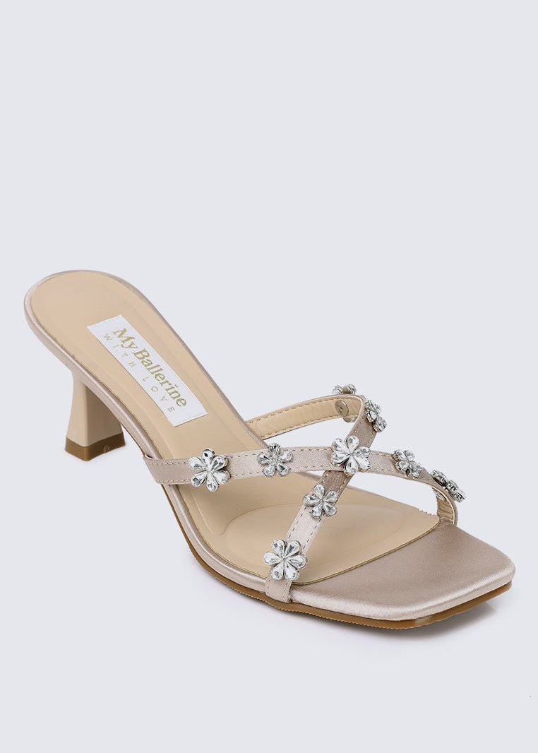 Alyssa Comfy Heels In ChampagneShoes - myballerine