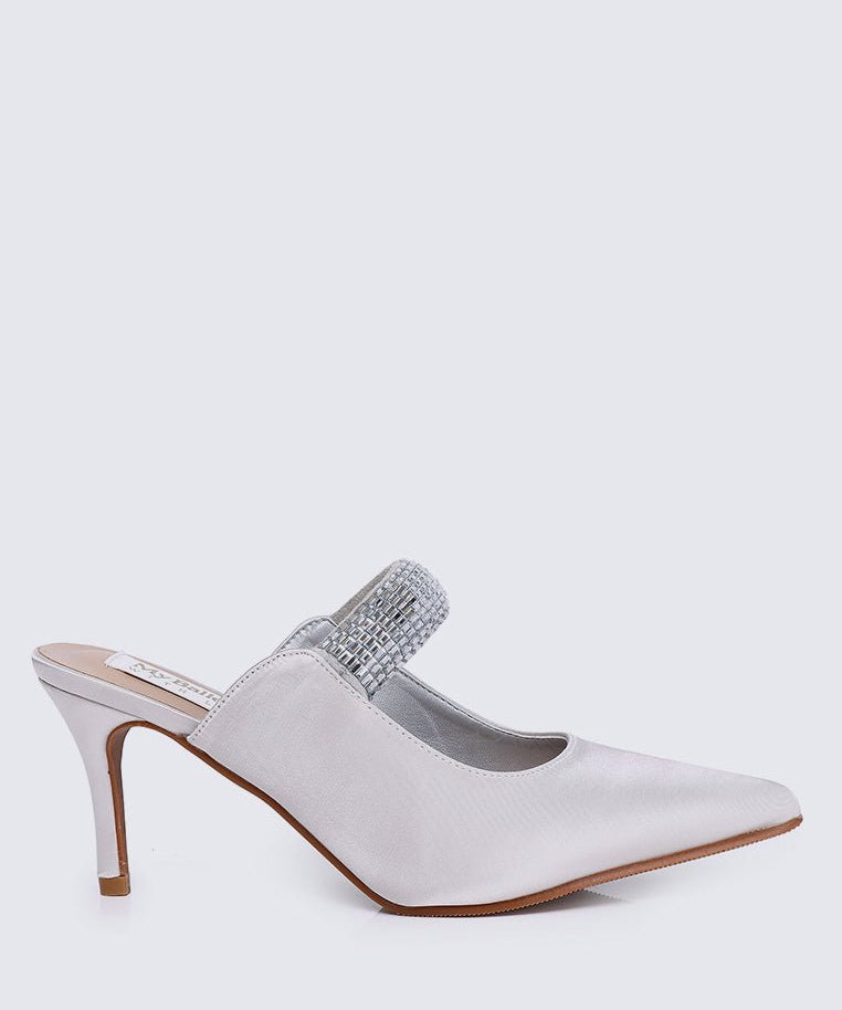 Ambre Comfy Heels In Silver - myballerine